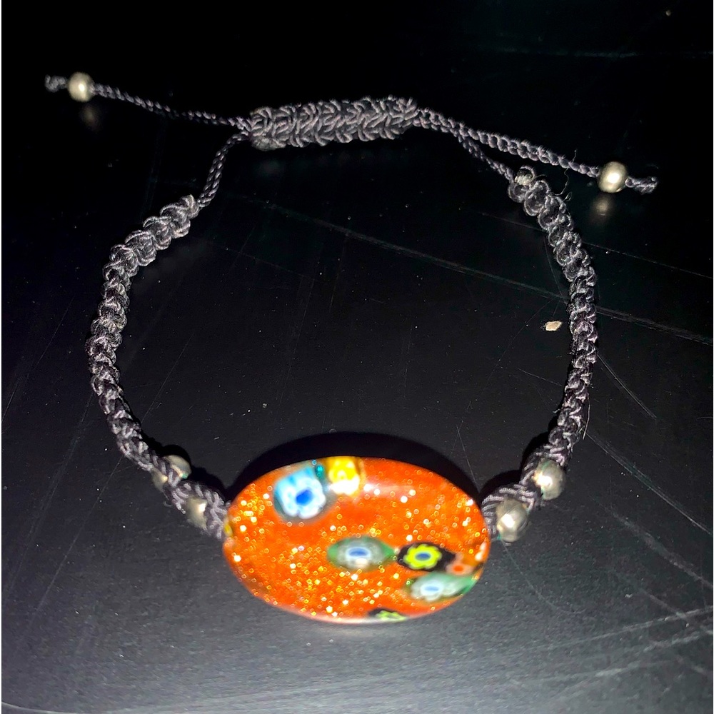 Rust multi Stone black material bracelet